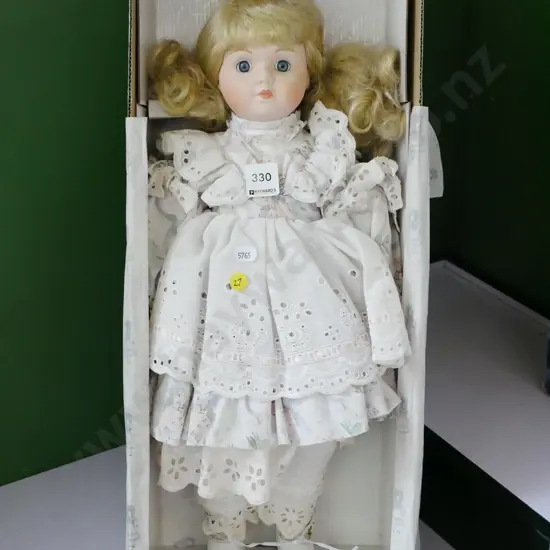 box; Hillview porcelain display doll