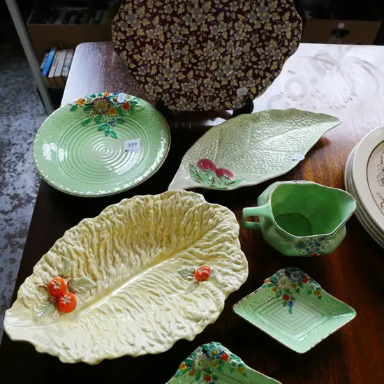 leaf dishes, floral plates, bowls, jug etc
