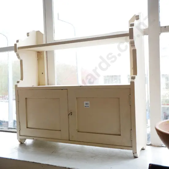 white painted wall mounted 2 door cupboard H-560 W-600 D-180