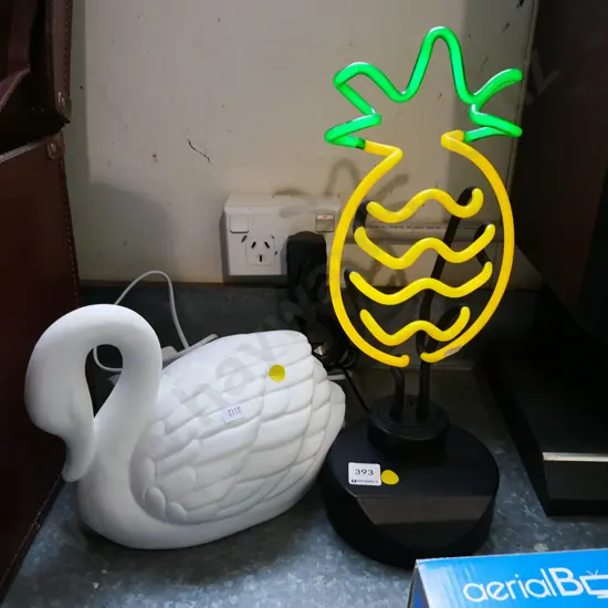 swan and pineapple lamps - yellow dots