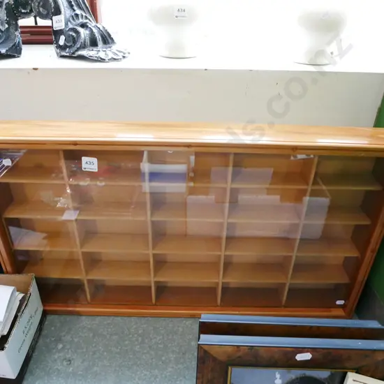 segmented glass fronted wall mounted display unit H-410 W-720