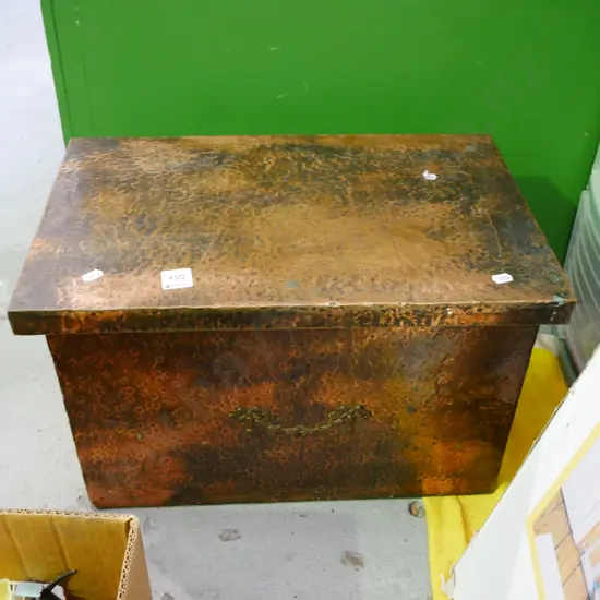 beaten copper wood bin