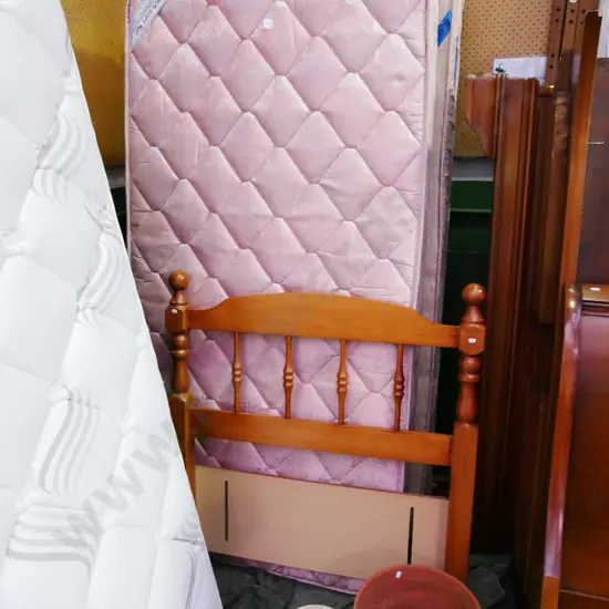 Superior sleep single bed base, mattress and headboard