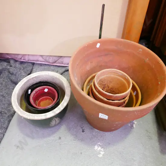 assorted terracotta and glazed planters