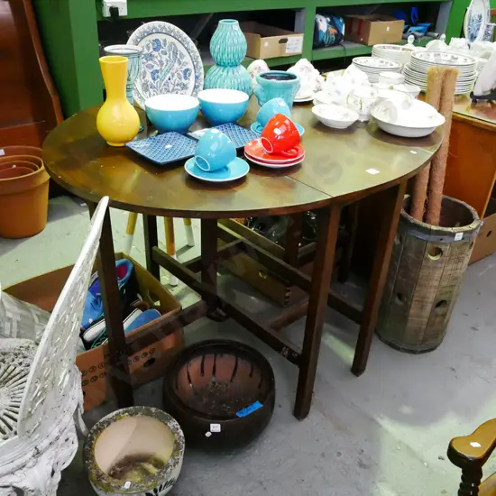 dark stained rimu gate leg extending table H-770 W-900 D-1200