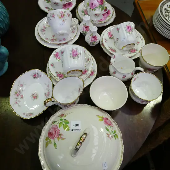 pink rose salt, peppers, trios, jugs, lidded vege