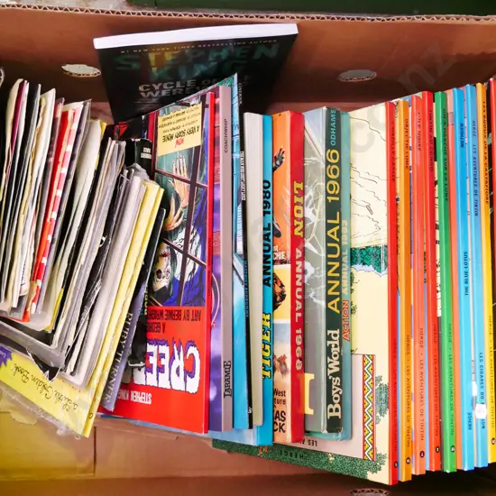 box; books, 45s