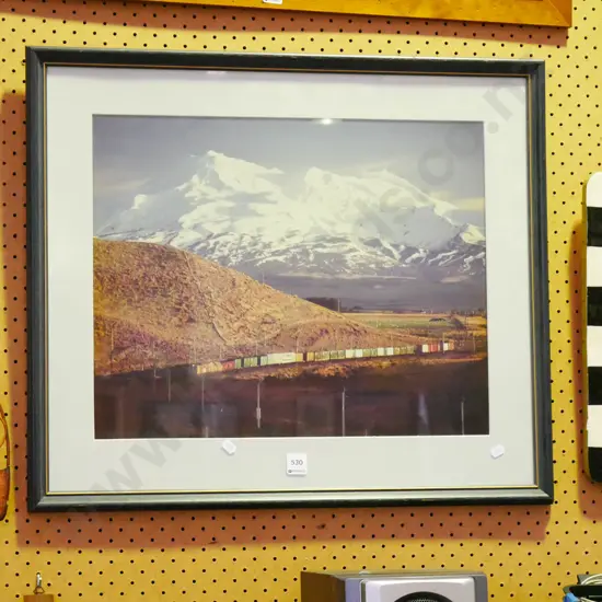 framed photo print  - train and mountain scene