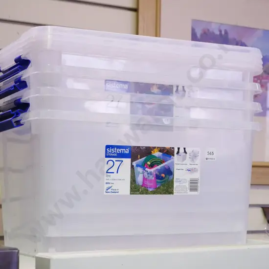 4x Sistema 27L plastic lidded storage containers
