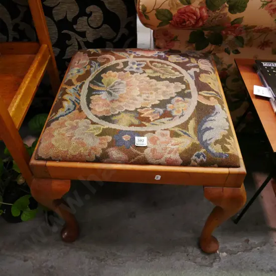 mahogany needlework stool