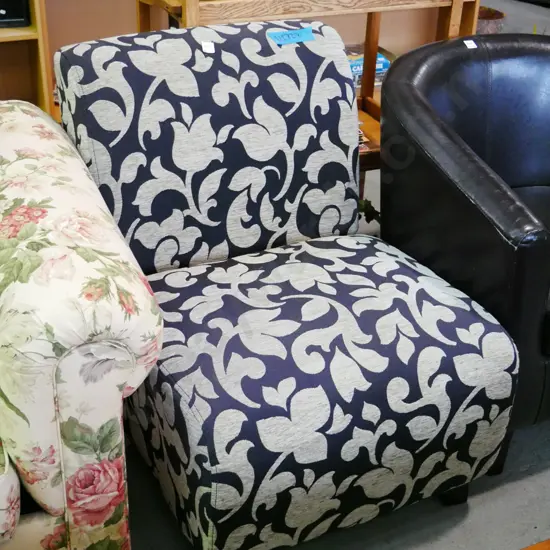 floral blue and grey bedroom chair