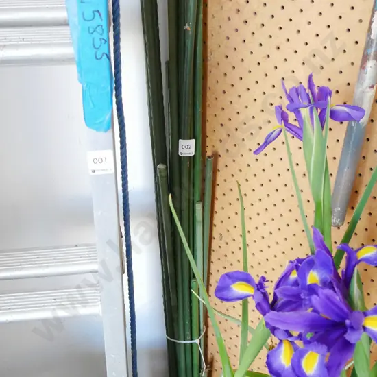 bundle of green plastic garden stakes