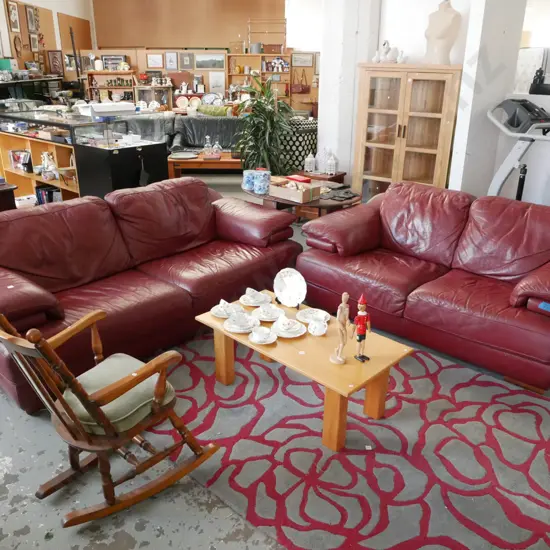 contemporary MaxDivani Italian red leather 2 piece lounge suite - 3 seater, 2 seater