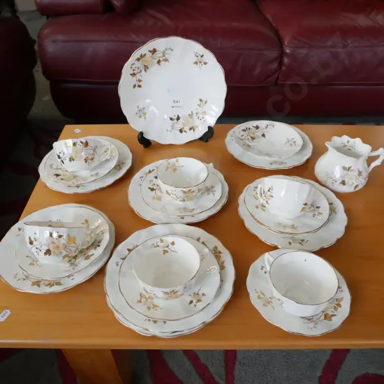 cream and gold floral part tea set - some fading