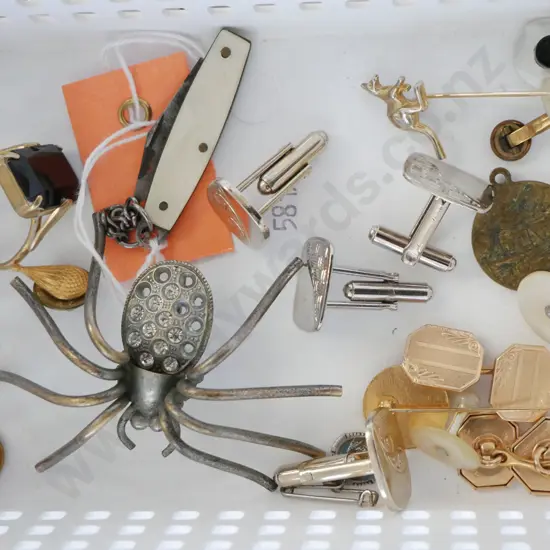 rings, cufflinks, spider brooch