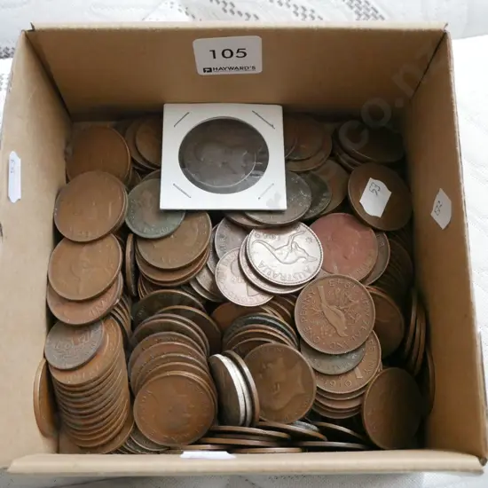 box; various pennies