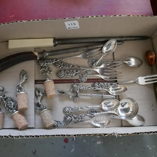 box; coffee spoon, wine bottle corks etc