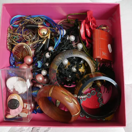 box; perfume bottles, bangles etc