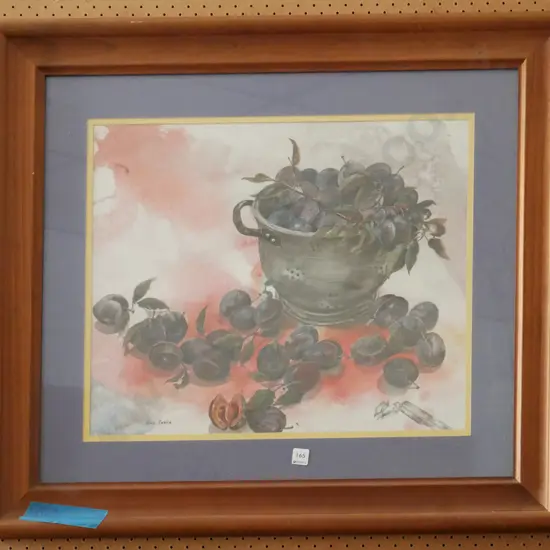 framed print - colander, plums