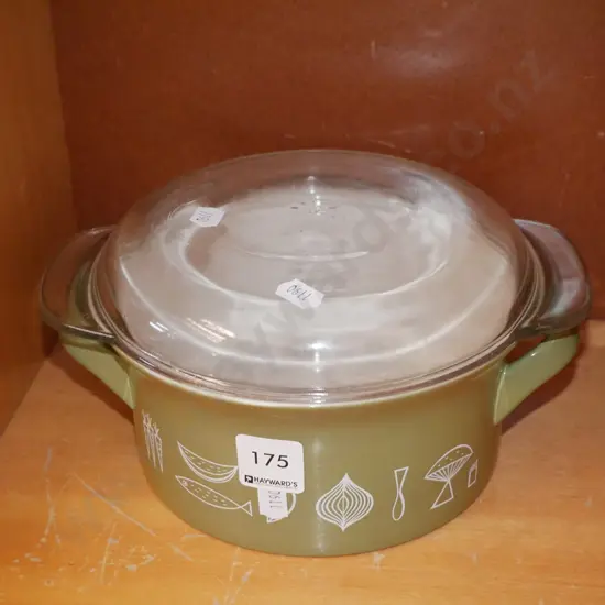 retro ceramic and glass casserole