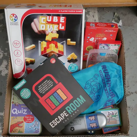 box; various games