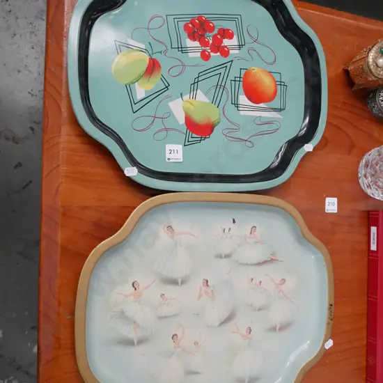 2x retro metal trays