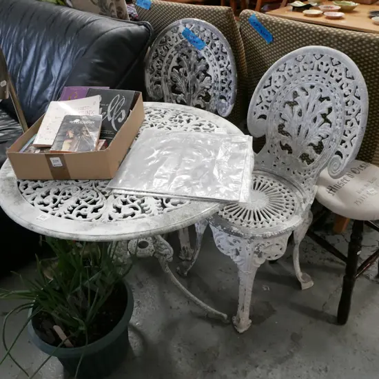 3 piece cast alloy patio set - table and 2 chairs