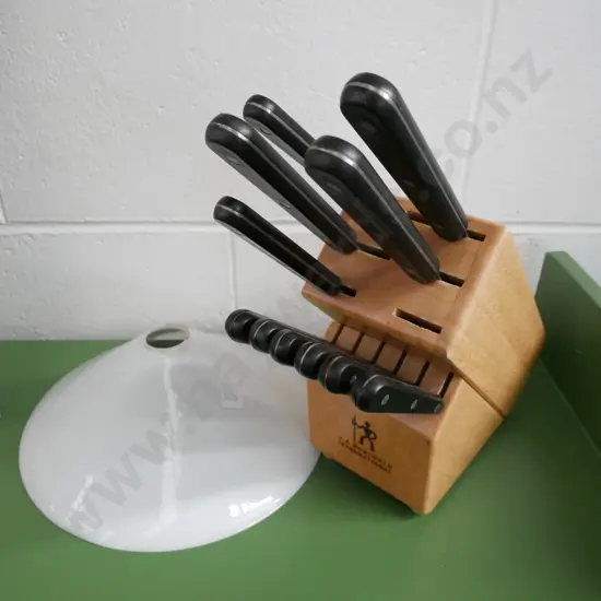 knife block, glass light shade