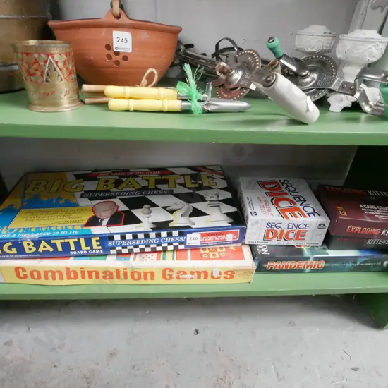 shelf of board games
