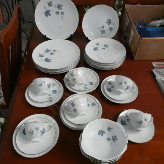 Japanese grape patterned dinner items; plates, bowls etc