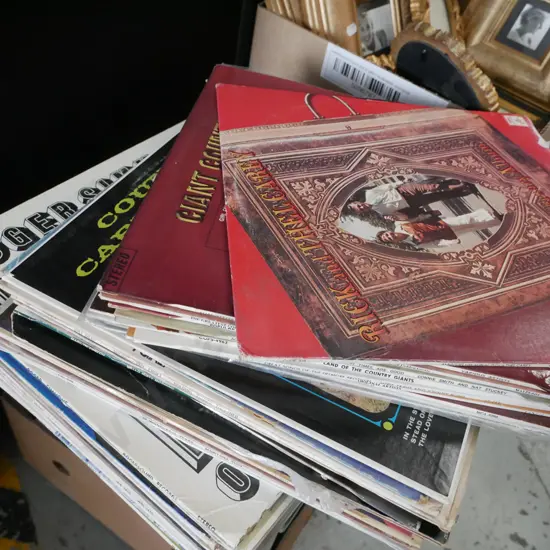 stack of country and western LPs