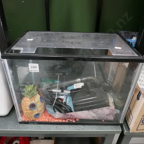 small tropical fish tank and accessories