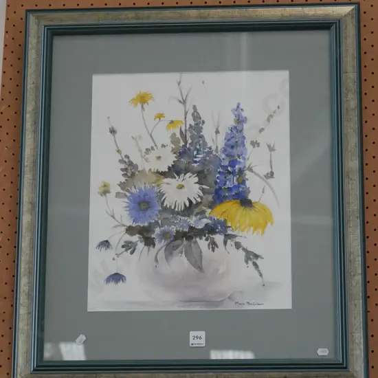 framed Mavis MacGibbon watercolour - clouds