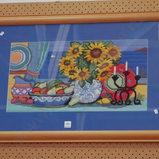 framed needlework - table setting