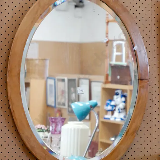 framed bevelled oval wall mirror 