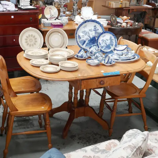 pine drop side dining table with single drawer H-750 W-1240 D-960