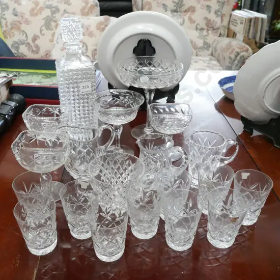 assorted crystal, glass ware