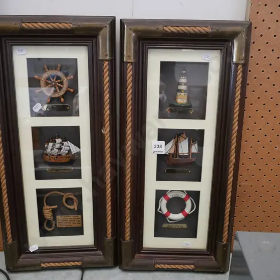 pair of nautical themed shadow boxes