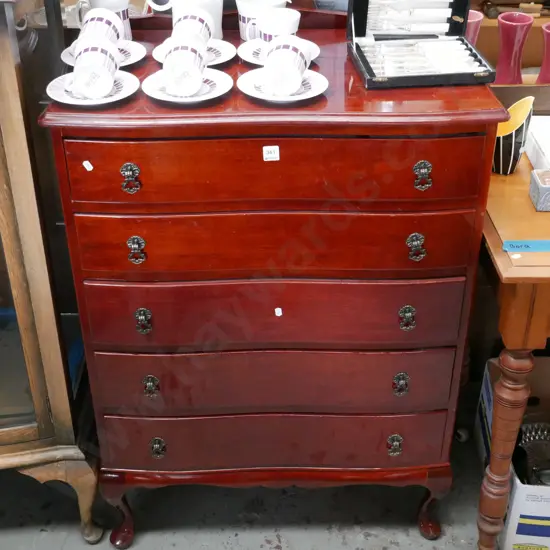 mahogany 5 drawer chest H-1010 W-750 D-450