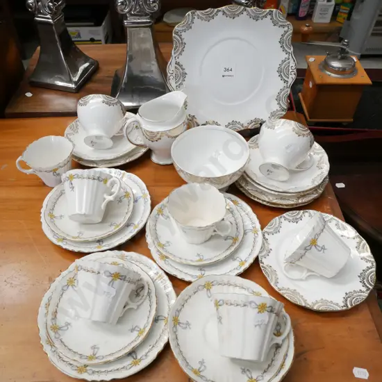 Royal Albert, Royal Standard trios, creamer, sugar and plates