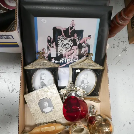 box; prints, photo frames, Wade viking boat etc