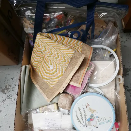 box; sewing threads, needlework etc