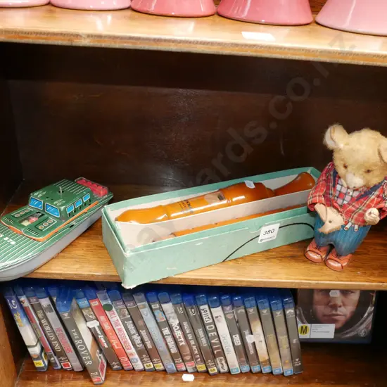 tin boat, clockwork bear - some damage, Hohner recorder