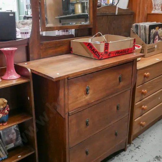Edwardian 3 drawer mirror back dresser H-1485 W-910 D-410