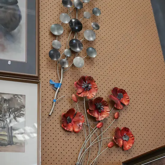 2x metal floral wall art