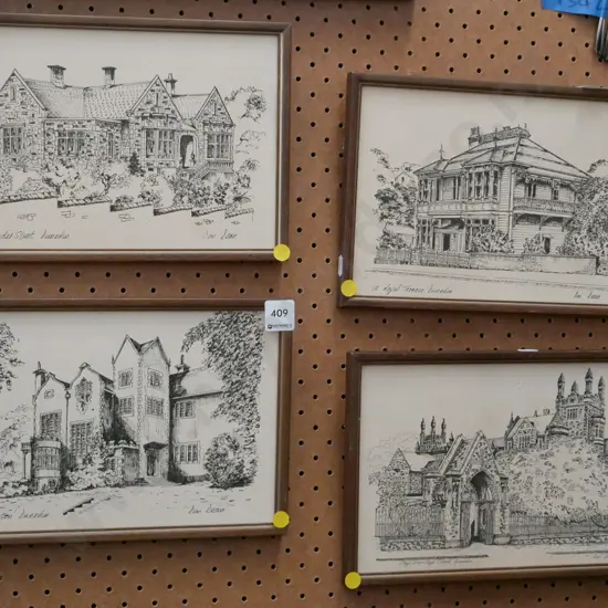 framed prints - houses of Dunedin - yellow dots