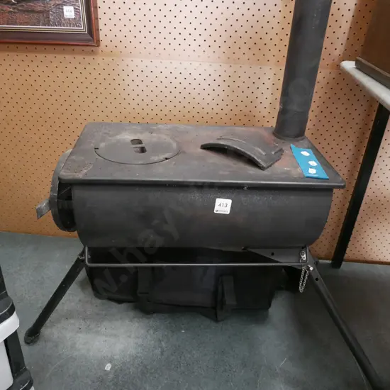 portable metal camping wood stove with carry bag