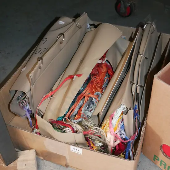 box of numerous needlework threads