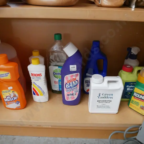 shelf; cleaning products etc