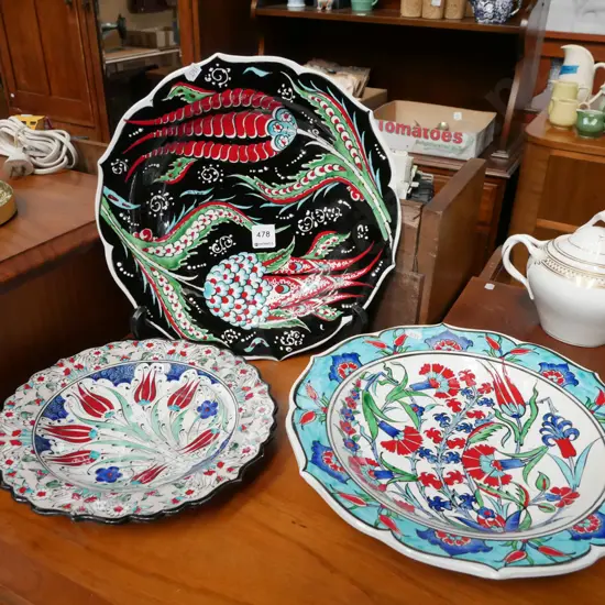 3x hand painted Italian bowls